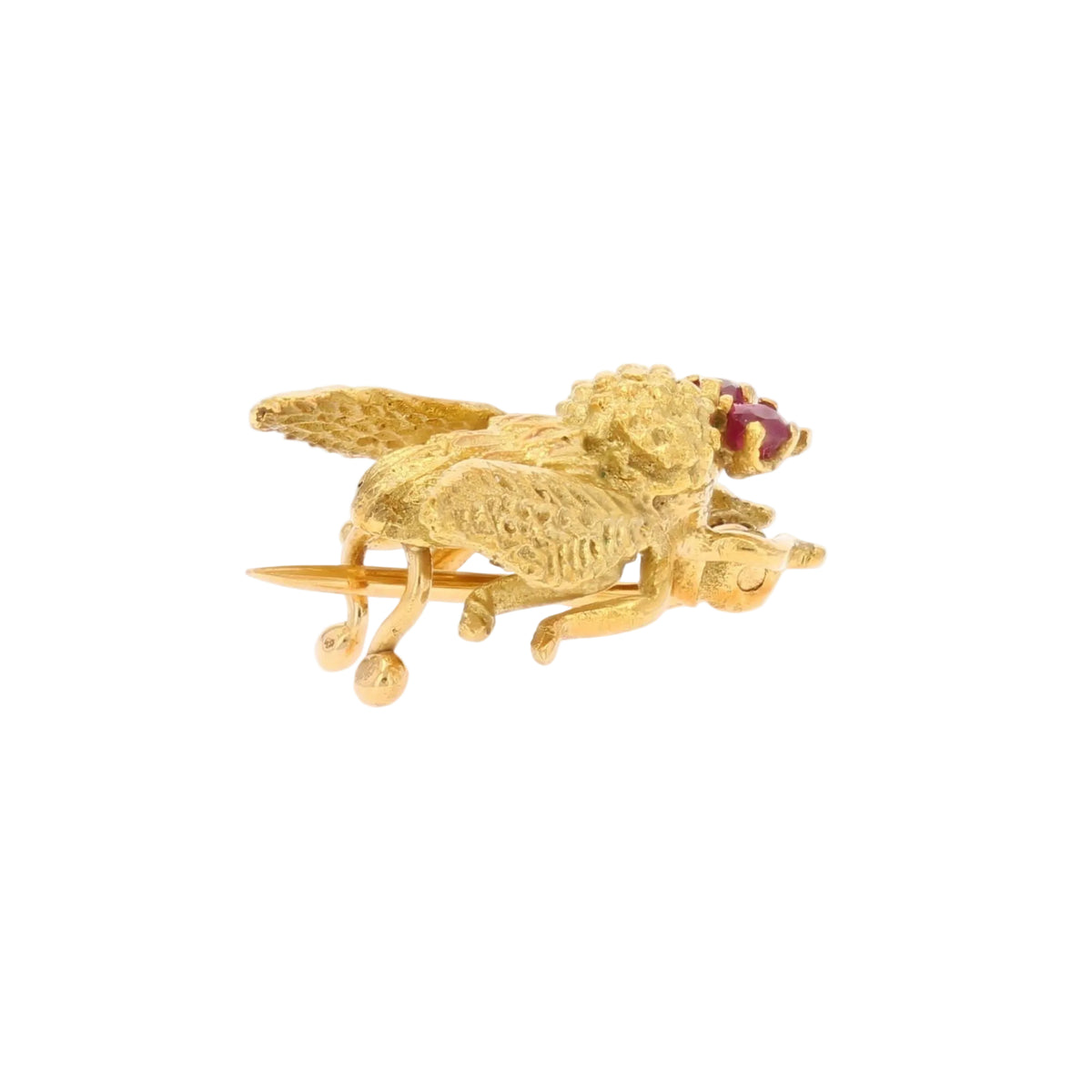 Broche Abeille en or jaune et rubis