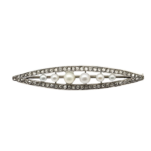Broche - Or. diamants et perles - Castafiore