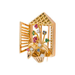 Broche Or rose Rubis - Castafiore