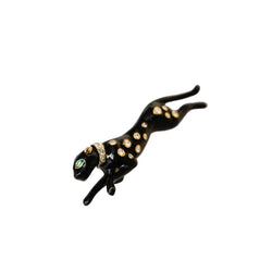 Broche panthère André VASSORT en or jaune et émail noir