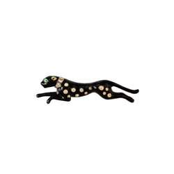 Broche panthère André VASSORT en or jaune et émail noir - Castafiore