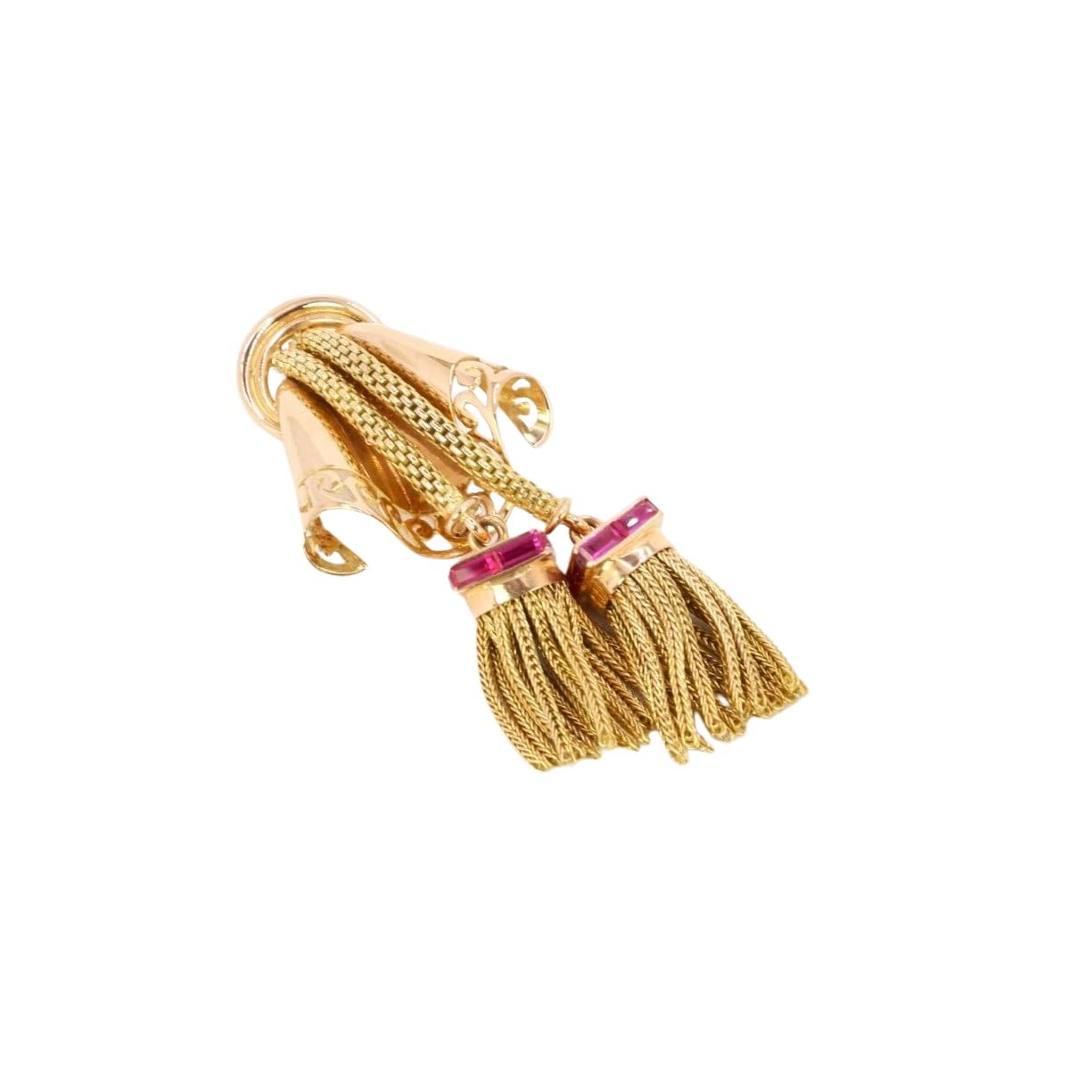 Broche passementerie or jaune rubis calibrés - Castafiore