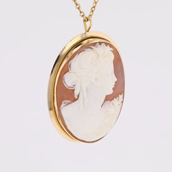 Broche pendentif camée en or jaune - Castafiore