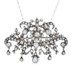 Broche Pendentif en or blanc, or rose, argent et diamants - Castafiore