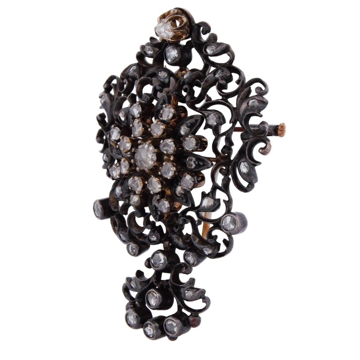 Broche-Pendentif en or jaune, argent et diamants - Castafiore