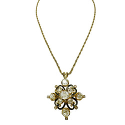 Broche Pendentif en or jaune, émail et diamants - Castafiore