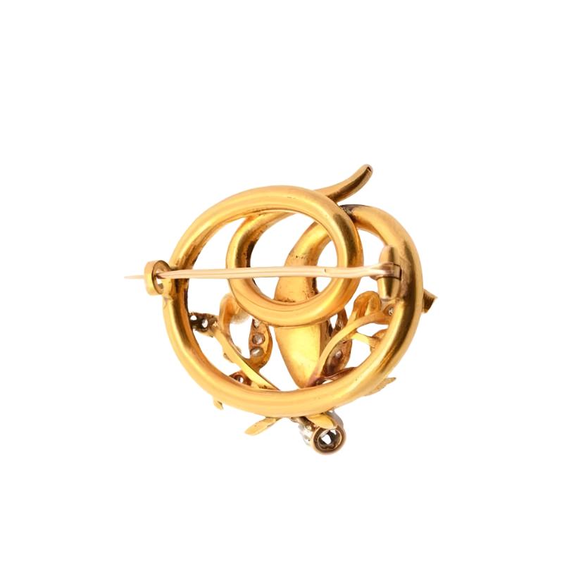 Broche serpent 19e diamants, perles et saphir - Castafiore