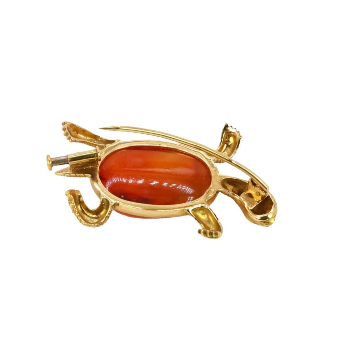 Broche Tortue en or jaune et cornaline - Castafiore