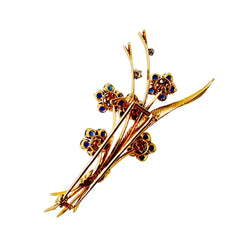 Broche VAN CLEEF & ARPELS "Bouquet Hawaï" en or jaune, platine, saphirs et diamants - Castafiore