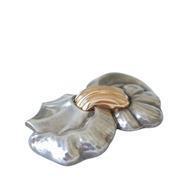 Broche vintage abstraite or rose et argent - Castafiore