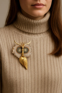 Broche/pendentif hiboux époque 1950/1960 - Castafiore