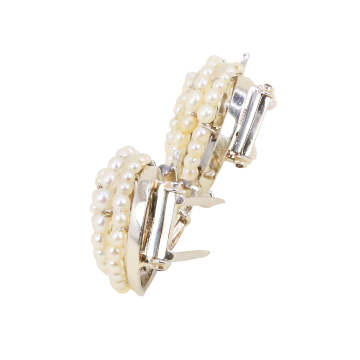 Broches Clips en or blanc et perles - Castafiore
