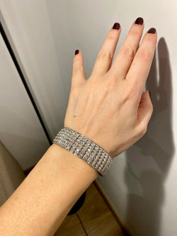 Bulgari Art Deco 30 Carat Diamond Engraved Platinum Tennis Bracelet - Castafiore