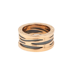 BULGARI - Bague B.zero1 Design Legend Z. HADID Genderless, or rose et céramique - Castafiore