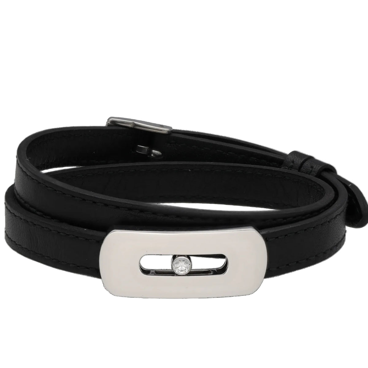 Bracelet MESSIKA My Move XXL en or blanc et cuir
