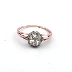Bague Solitaire en or rose, argent et diamant
