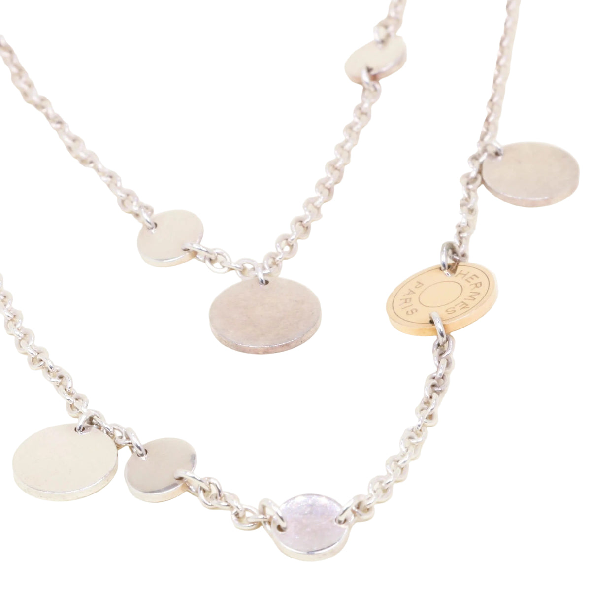 Collier Sautoir HERMÈS ExLibris en argent, or rose et argent