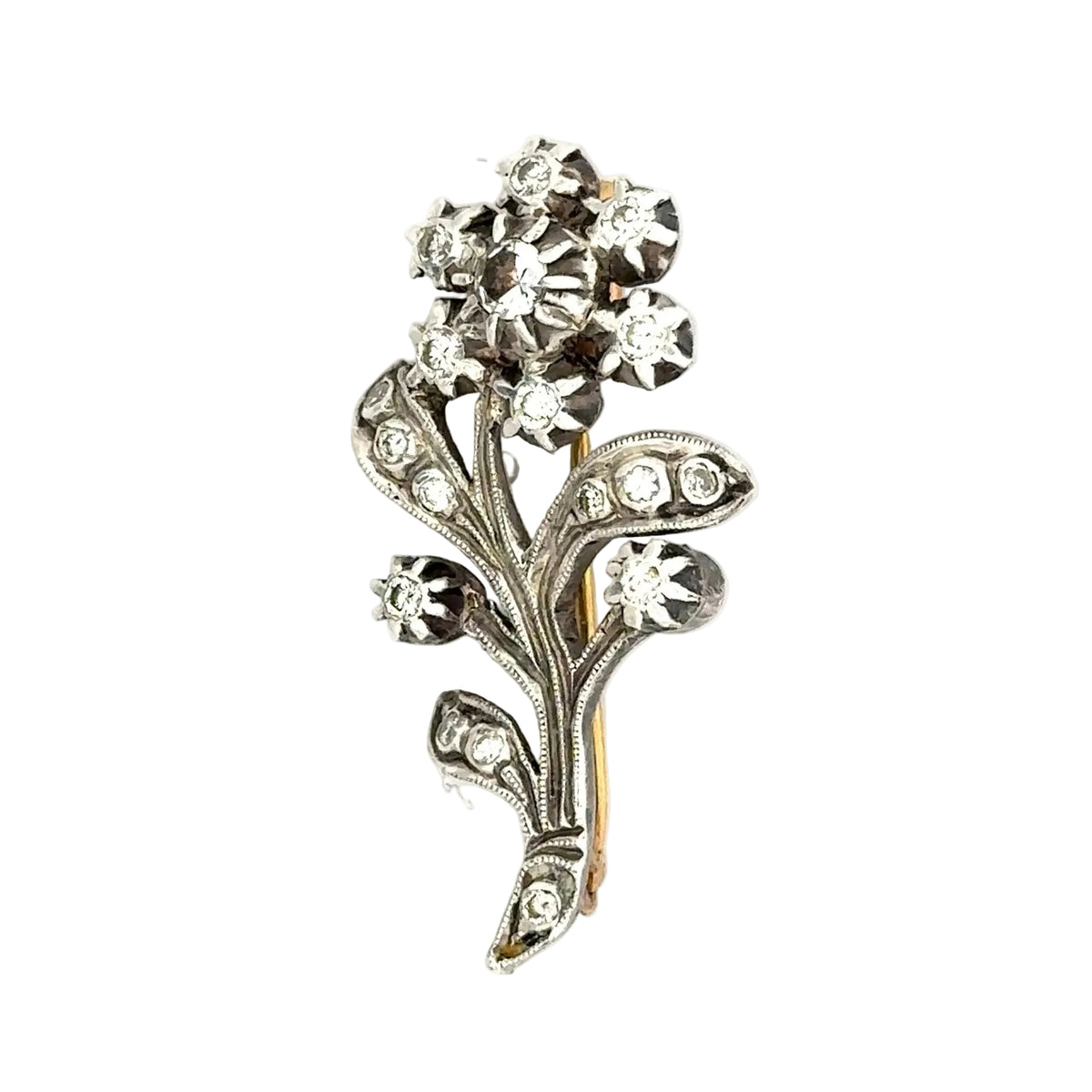 Broche en or jaune, argent, saphirs et diamants