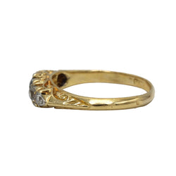 Bague Jarretière en or jaune, saphir, et diamants
