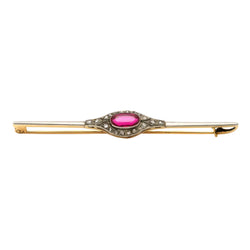Broche Épingle en or blanc, or jaune, rubis et diamants