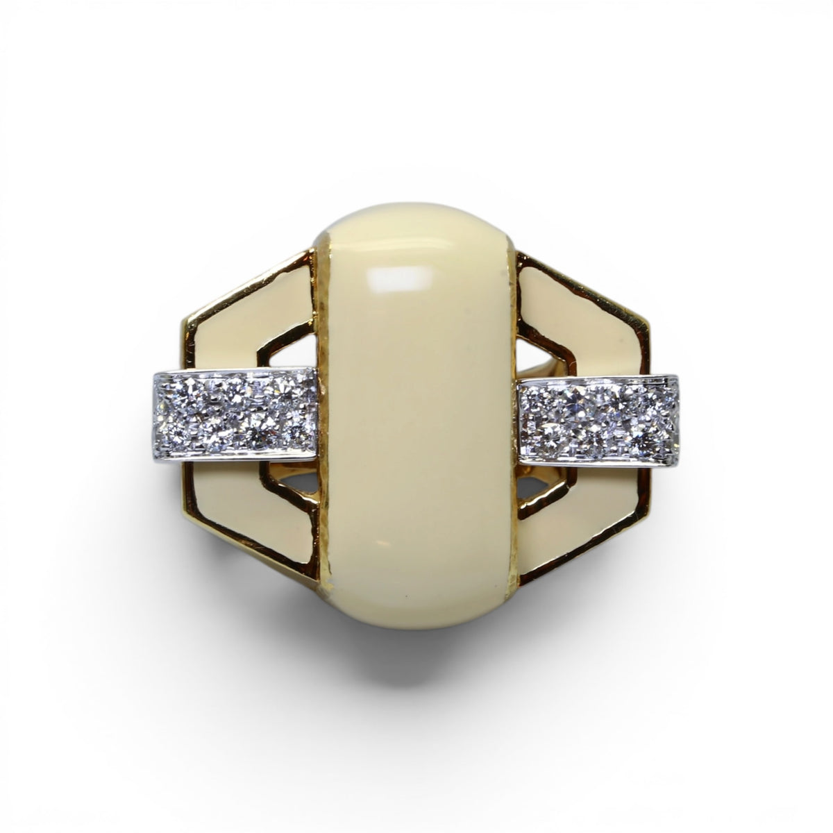 Bague Tank DAVID WEBB en or jaune, émail et diamants