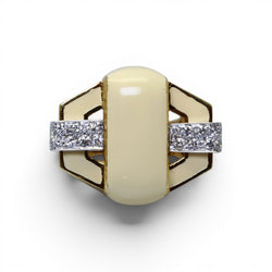 Bague Tank DAVID WEBB en or jaune, émail et diamants