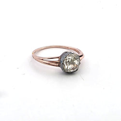 Bague Solitaire en or rose, argent et diamant