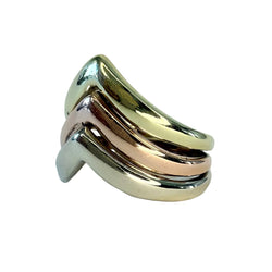 Bague Jonc en or blanc, or jaune et or rose