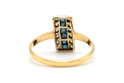 Bague en or jaune, saphirs et diamants