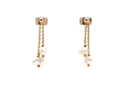 Boucles d'oreilles Pendantes en or jaune et perles