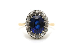 Bague Entourage en or jaune, argent, saphir et diamants