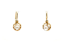 Boucles d'oreilles Dormeuses en or jaune et perles