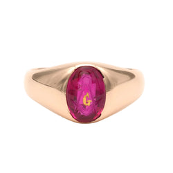 Bague Chevalière en or jaune et rubis