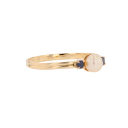 Bague Trilogie en or jaune, perle et saphirs