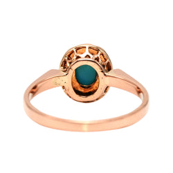 Bague Entourage en or jaune, perles et turquoise