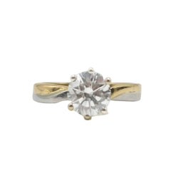 Bague Solitaire en or blanc, or jaune et diamant