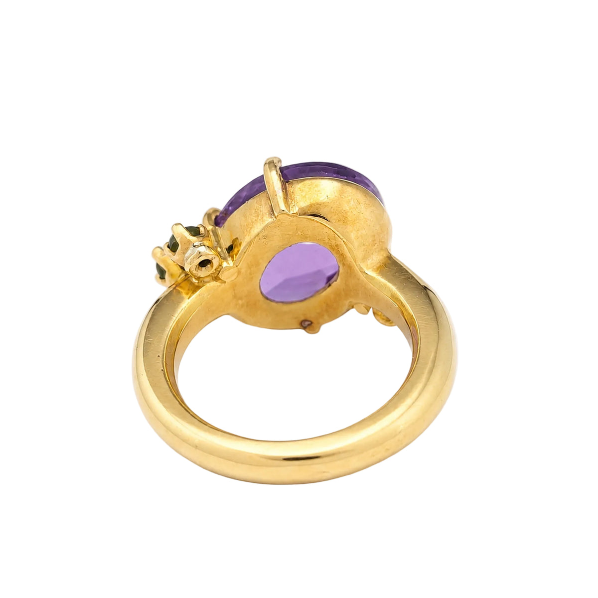 Bague Cocktail en or jaune, améthyste et tsavorites