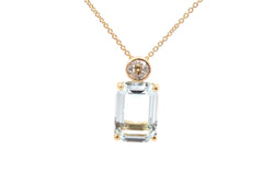 Chaine pendentif en or jaune, aigue - marine et diamants - Castafiore