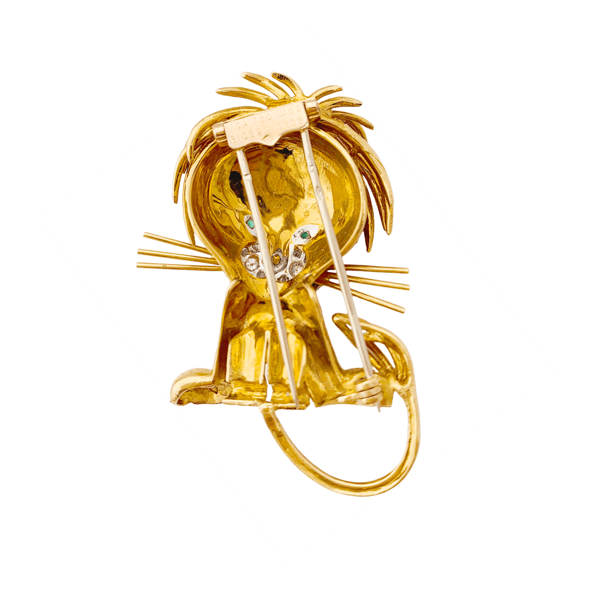 Clip VAN CLEEF & ARPELS, "Lion Ebouriffé" en or jaune, émeraude et diamants - Castafiore