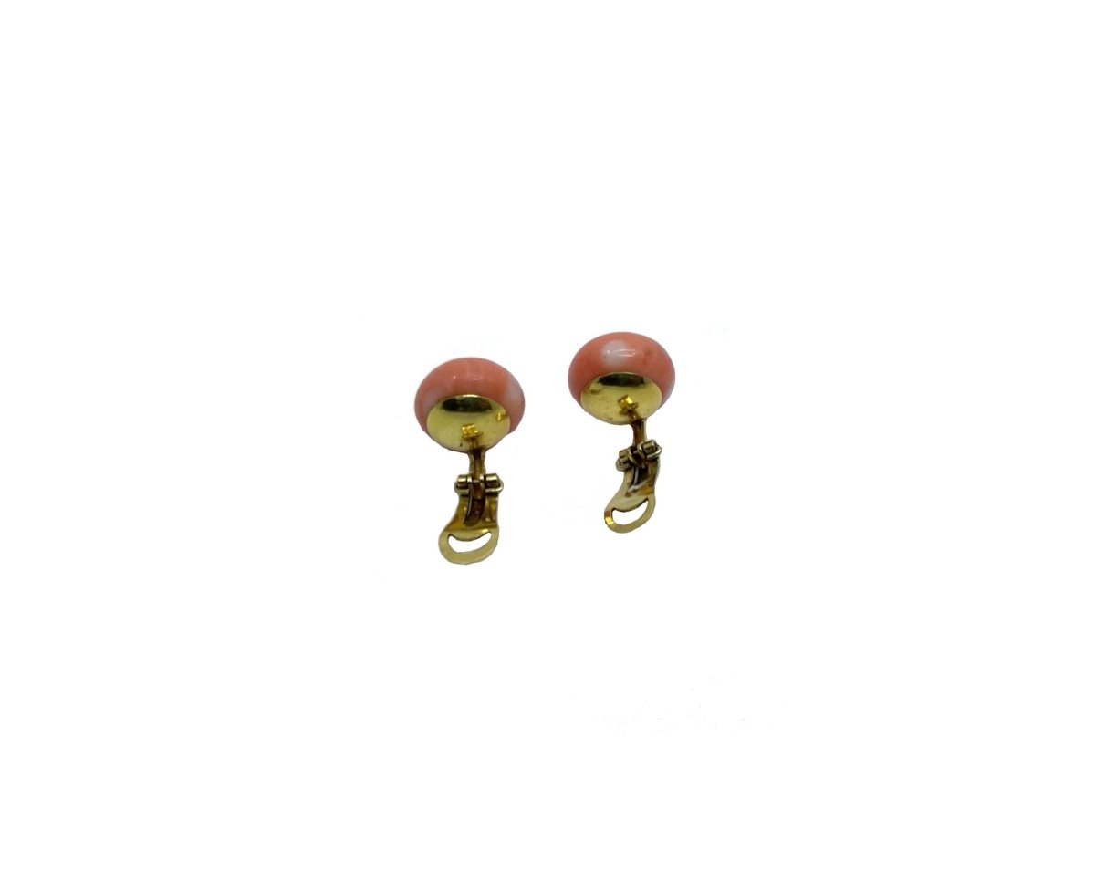 Clips d'oreilles en or jaune et corail - Castafiore