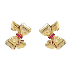 Clips d'oreilles rétro or rubis - Castafiore