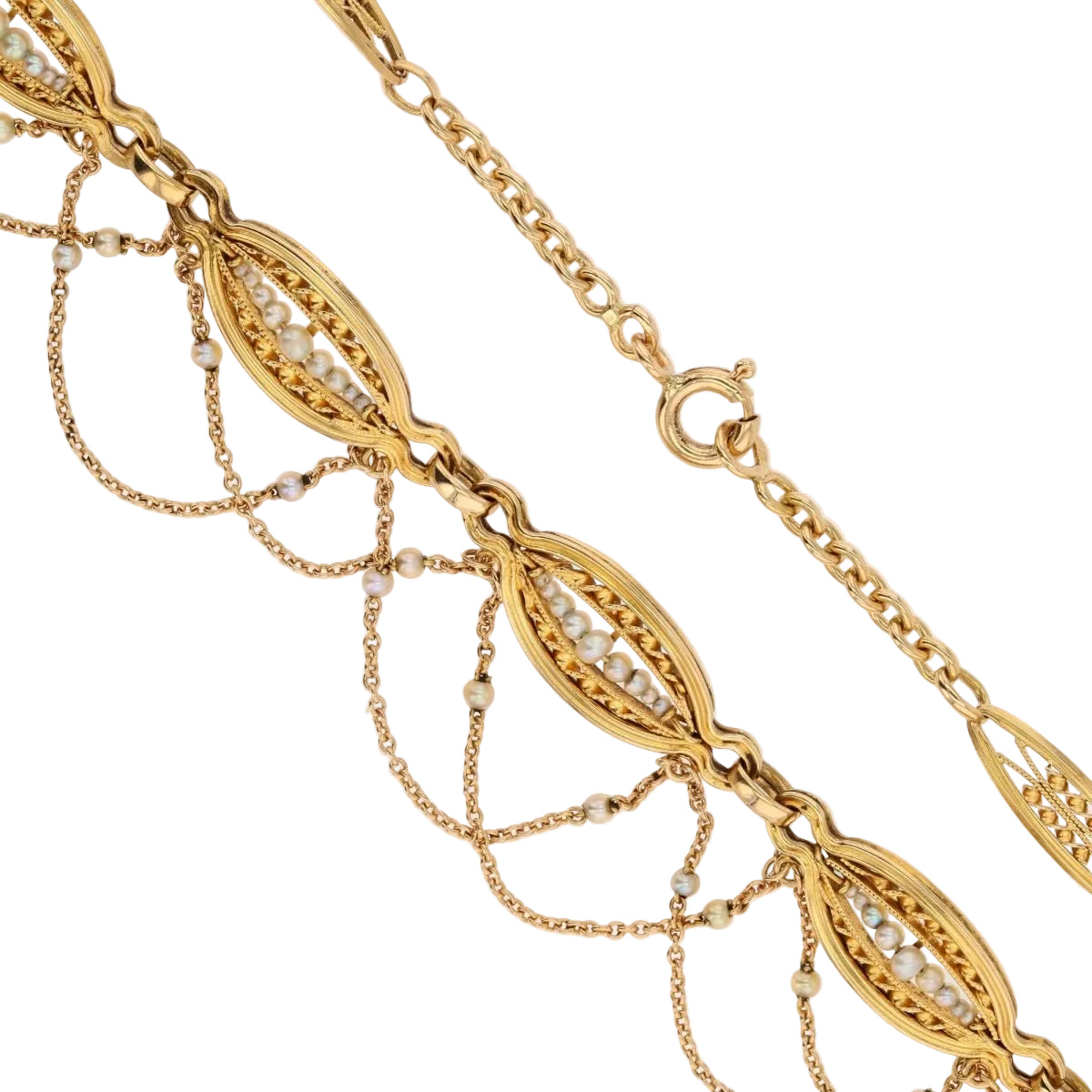 Collier ancien en or jaune et perles fines - Castafiore