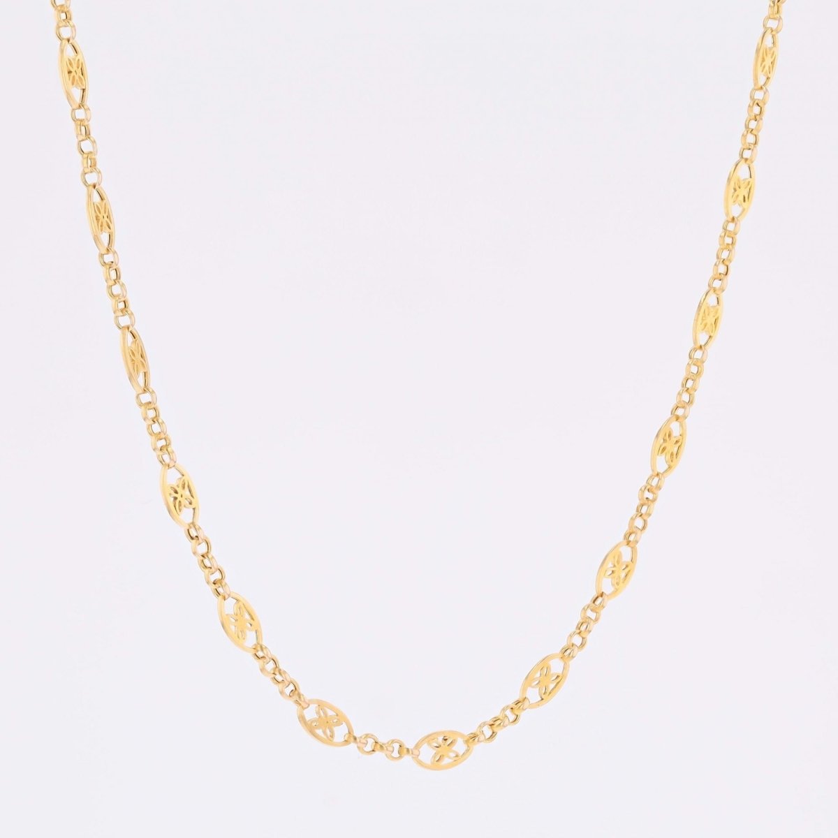 Collier ancien motifs ajourés en or jaune - Castafiore