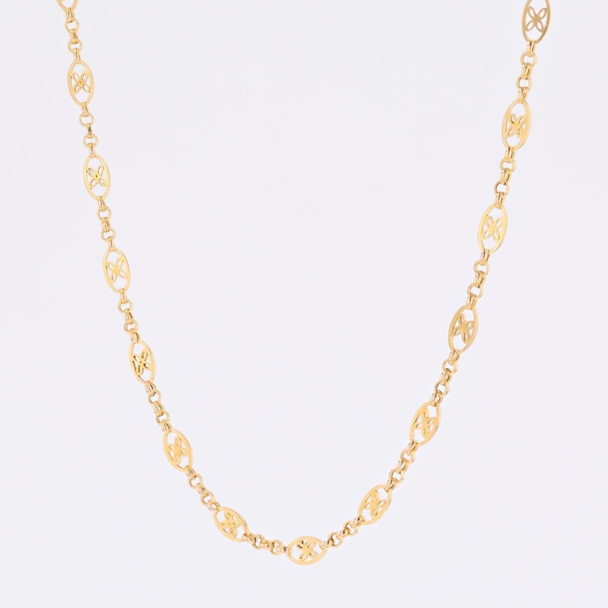 Collier ancien motifs ajourés en or jaune - Castafiore
