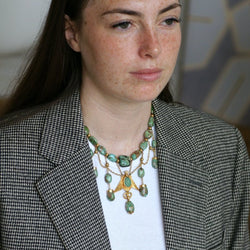 Collier Ancien Neo Egyptien Or Jaune et Turquoises - Castafiore