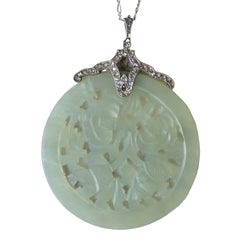 Collier Art Déco diamants et Jade - Castafiore