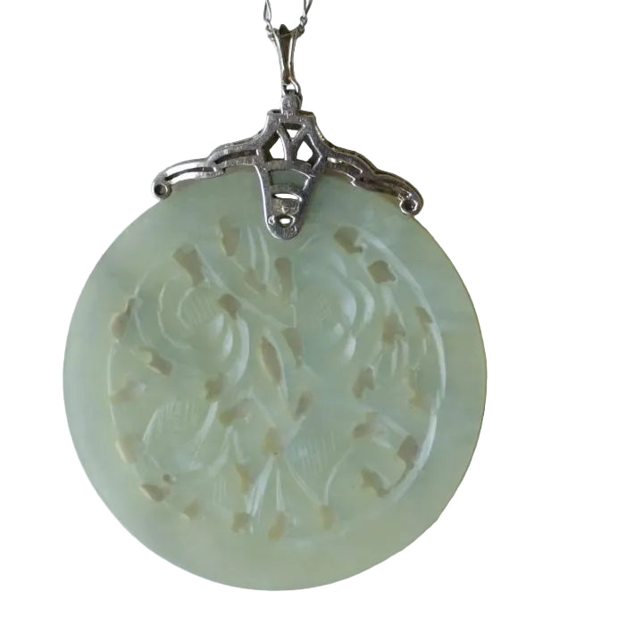 Collier Art Déco diamants et Jade - Castafiore