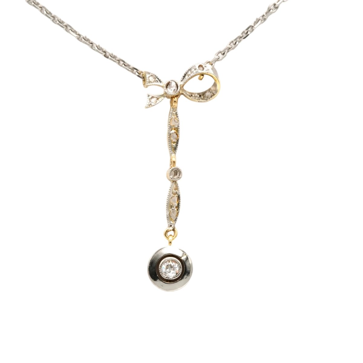Collier Art Nouveau en or blanc, , or jaune, argent et diamants - Castafiore