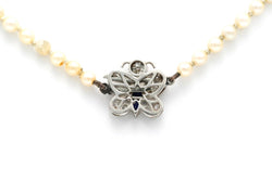 Collier Art Nouveau en or blanc, saphir et diamants - Castafiore