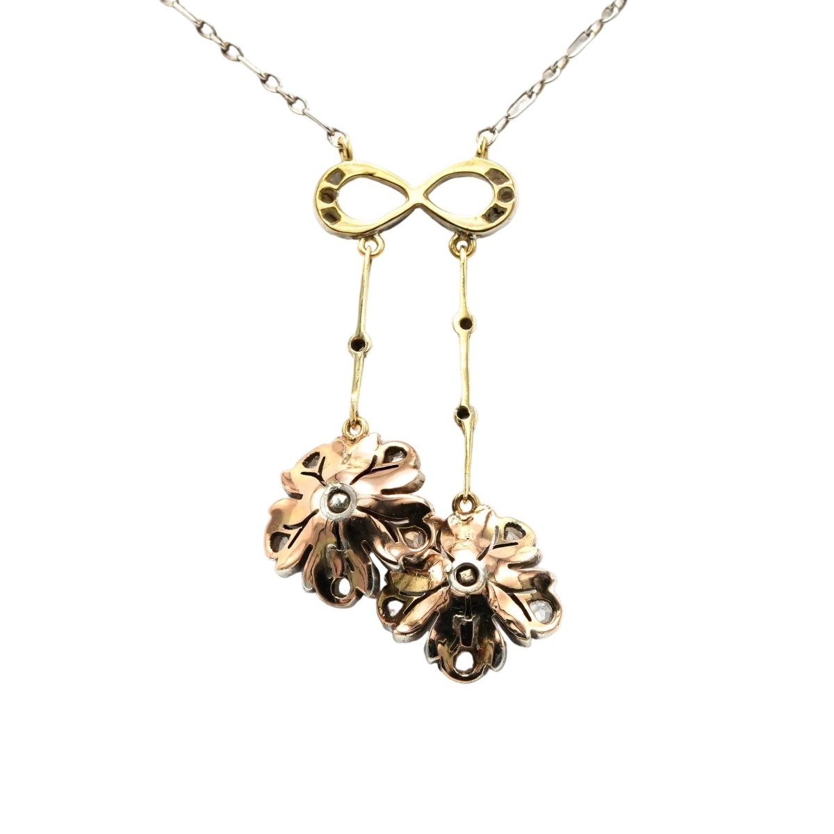 Collier Art Nouveau en or jaune, argent et diamants - Castafiore